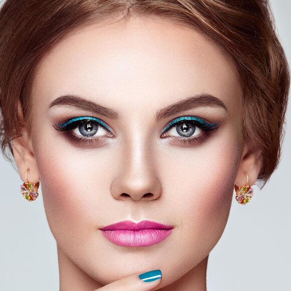 Women's Multi Trendy Beautiful Unique Flower Leverback Vintage Floral Earrings - Picture 3 of 7